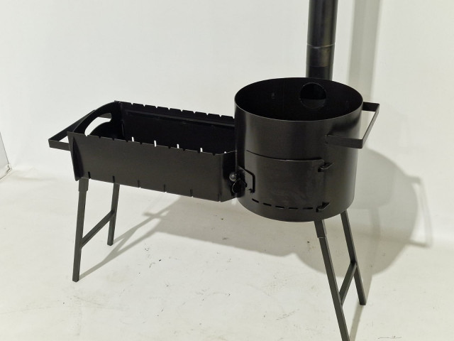 Krāsns-grils komplekts divi vienā ar noņemamām kājām un skursteni D40 - 2mm, 3mm