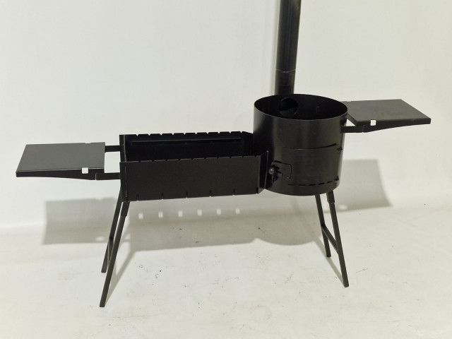 Krāsns-grils komplekts divi vienā ar noņemamām kājām un skursteni D45 - 2mm, 3mm